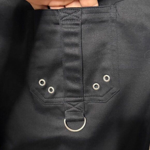 Y2K Clash Black Mid Rise Cargo Silver Zipper Hardware Flare Leg Pants Size 10 - Picture 12 of 17